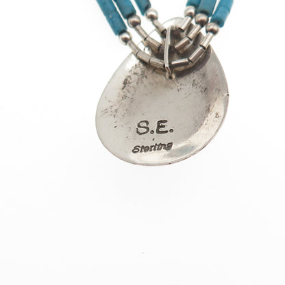 Sensa Eustace Zuni Old Pawn Sterling Vintage Turquoise Liquid Chain Necklace 18"