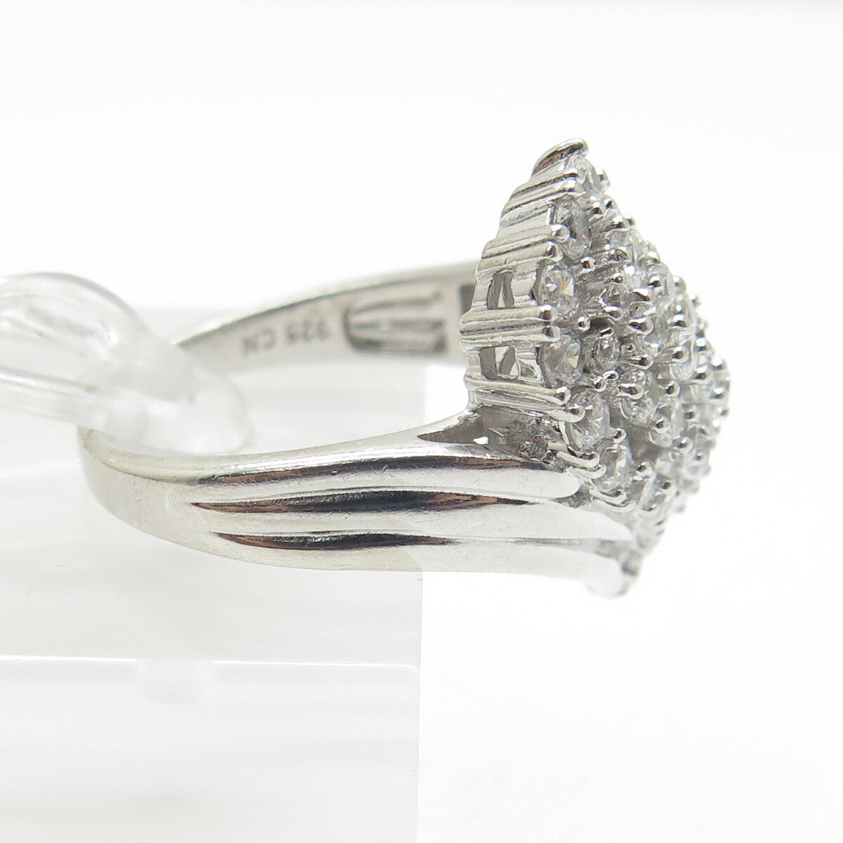 925 Sterling Silver Round-Cut C Z Bypass Ring Size 10
