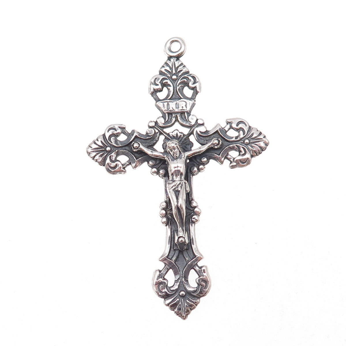 925 Sterling Silver Vintage Crucifix Cross Oxidized Pendant