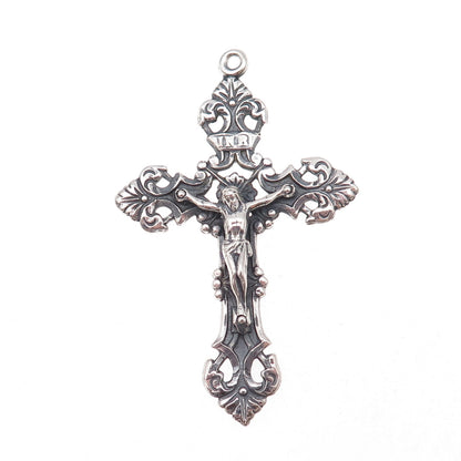 925 Sterling Silver Vintage Crucifix Cross Oxidized Pendant