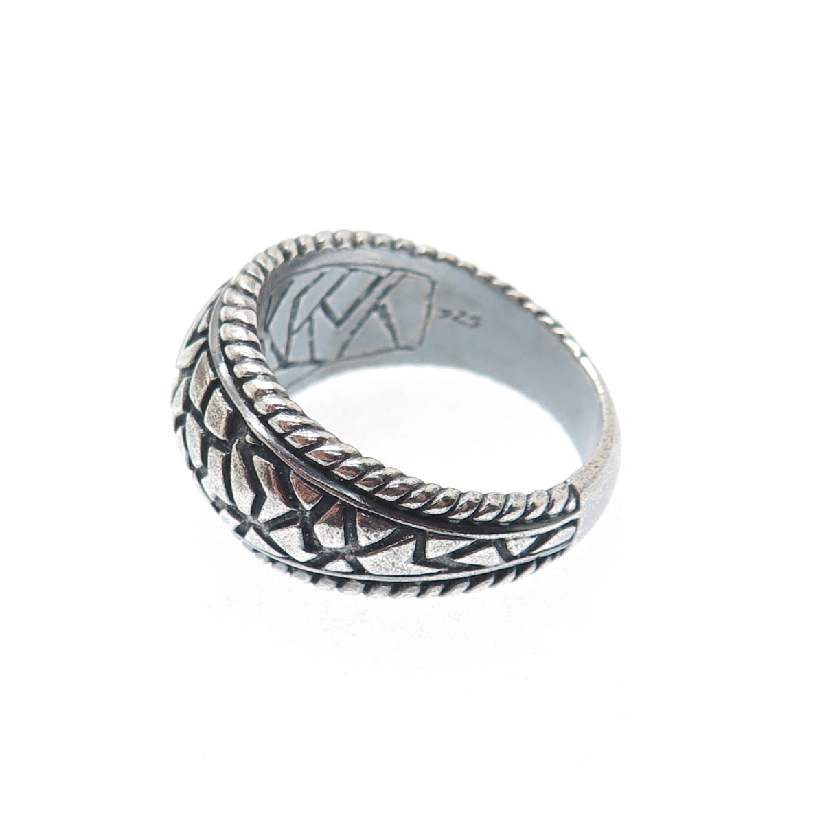 925 Sterling Silver Vintage BD Artisan Modernist Desert Oxidized Ring Size 11.5