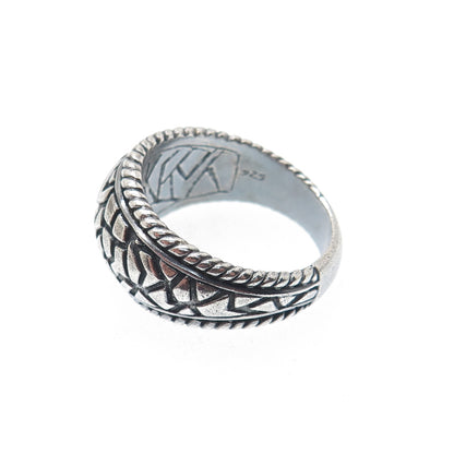 925 Sterling Silver Vintage BD Artisan Modernist Desert Oxidized Ring Size 11.5