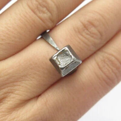925 Sterling Silver Vintage Square Adjustable Gap Ring Size 7.25