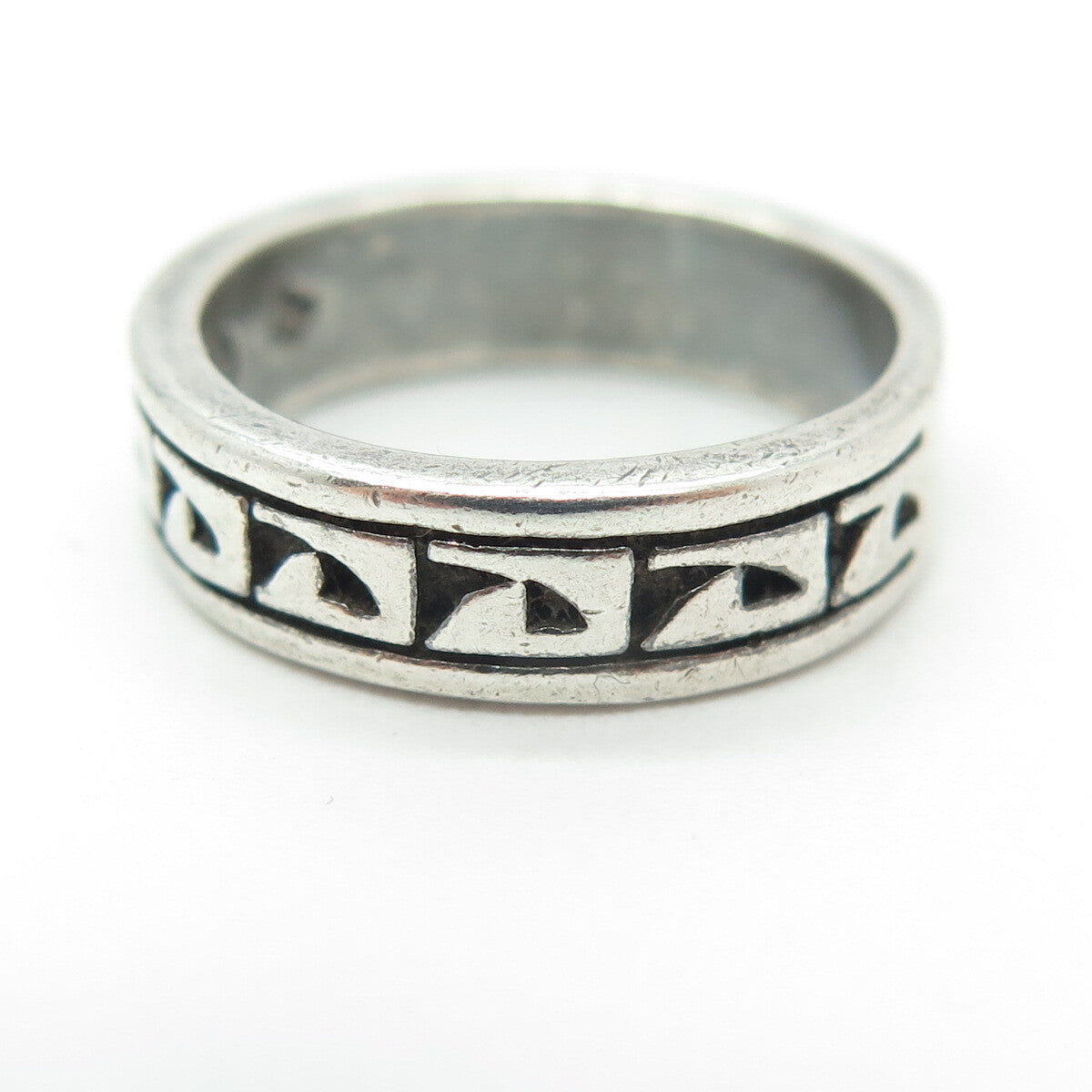 SUN WEST 925 Sterling Silver Vintage Native Symbol Band Ring Size 7