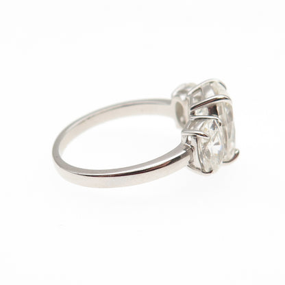 DSMK 925 Sterling Silver Oval-Cut C Z Engagement Ring Size 7.25