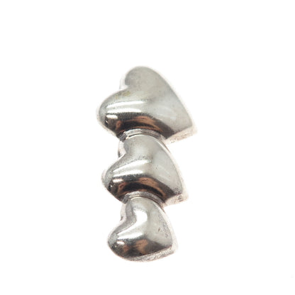 925 Sterling Silver Vintage Mexico Mom Dad & Child Heart Oxidized Pin Brooch