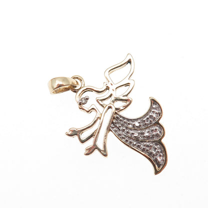 Ross Simons 925 Sterling Silver 2-Tone Real Diamond Accent Angel Charm Pendant