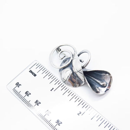 925 Sterling Silver Vintage Calla Lily Floral Pin Brooch
