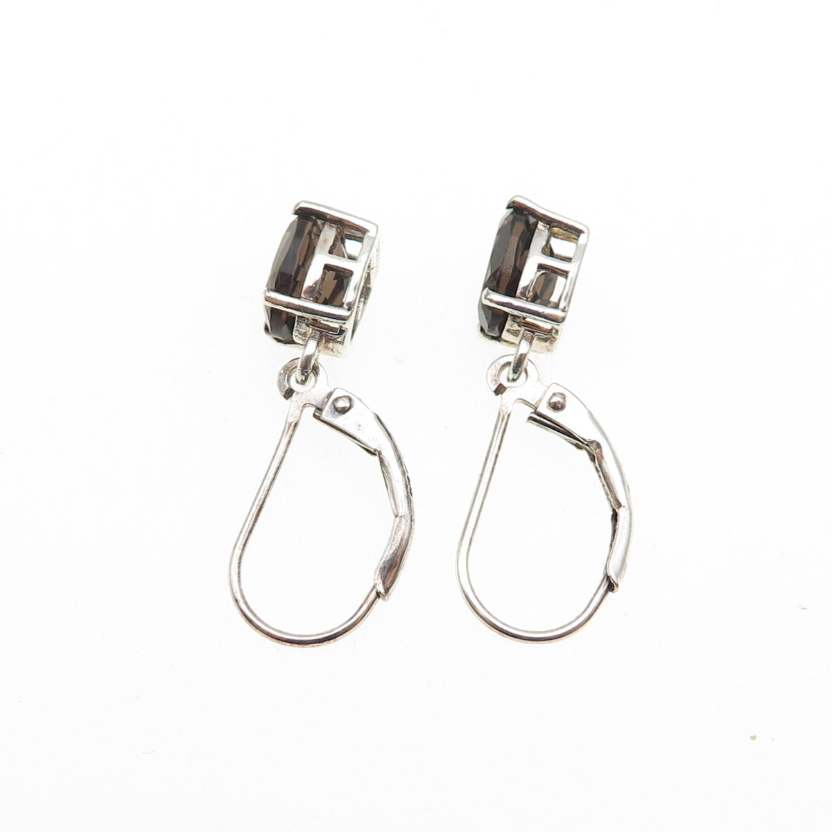 CHUCK CLEMENCY 925 Sterling Silver Real Smoky Quartz Dangle Earrings