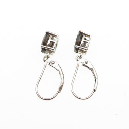 CHUCK CLEMENCY 925 Sterling Silver Real Smoky Quartz Dangle Earrings