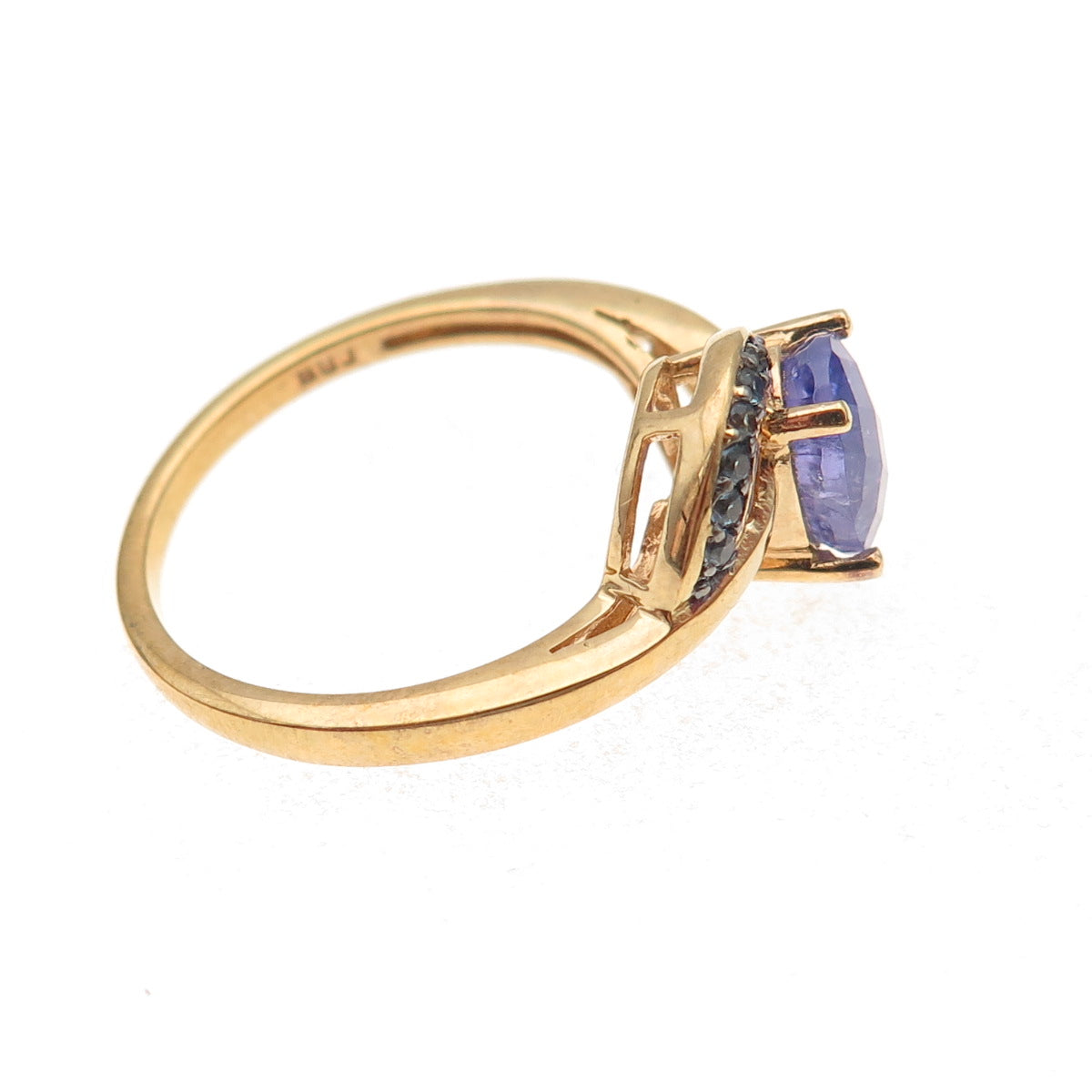 925 Sterling Gold Plated Real Tanzanite Lab-Created Peacock Sapphire Ring Size 8