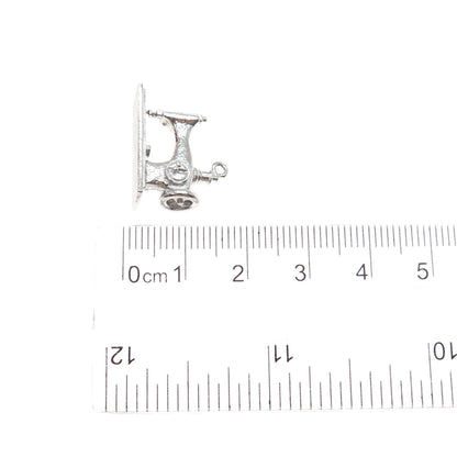 925 Sterling Silver Antique Art Deco Enamel Sewing Machine Mini 3D Charm Pendant