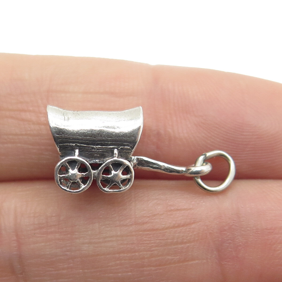 925 Sterling Silver Vintage Covered Wagon 3D Charm Pendant