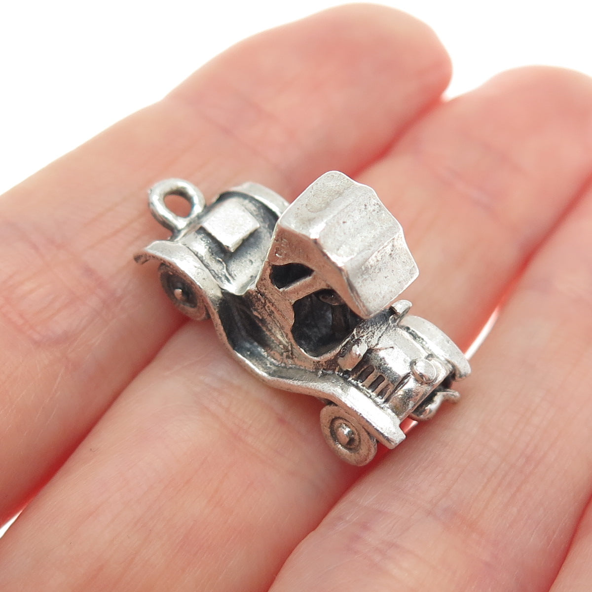 JEWELART 925 Sterling Silver Vintage Retro Truck Oxidized 3D Charm Pendant