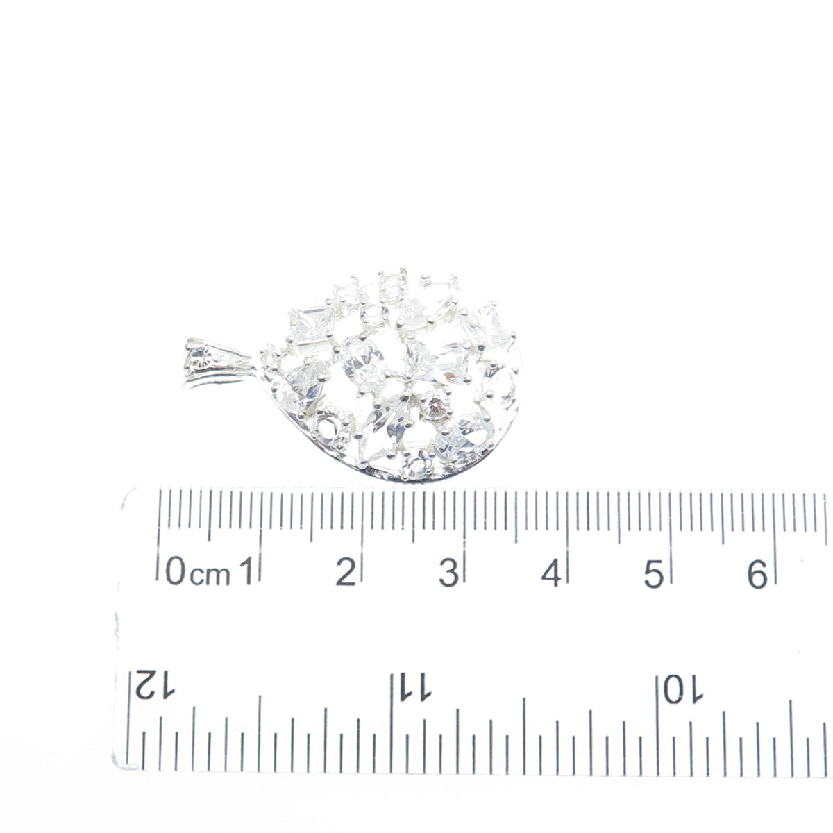 925 Sterling Silver Multi-Cut C Z Teardrop Cluster Pendant