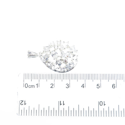 925 Sterling Silver Multi-Cut C Z Teardrop Cluster Pendant