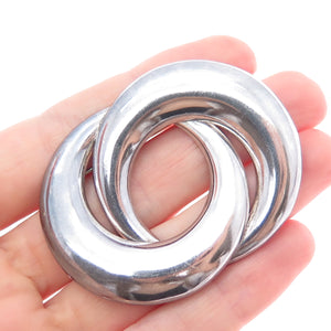 925 Sterling Silver Vintage Mexico Modernist Crescent Eternity Oxidized Brooch