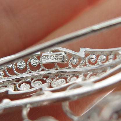 835 Silver Vintage Germany Bluebell Flower Filigree Pin Brooch