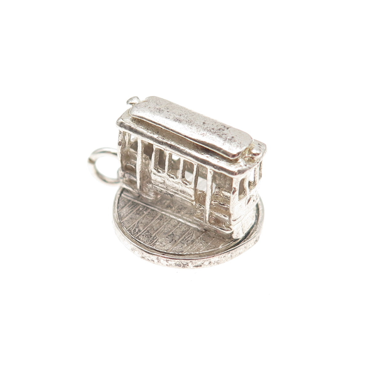 925 Sterling Silver Vintage Cable Car 3D Mini Charm Pendant