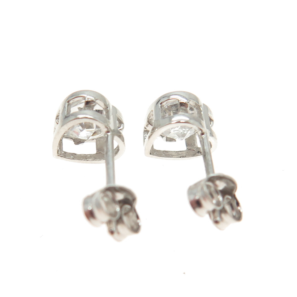 925 Sterling Silver Heart-Cut Shaped C Z Stud Earrings