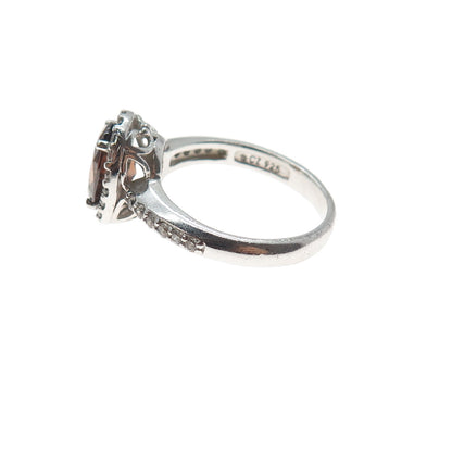 925 Sterling Silver Cognac & White C Z Ring Size 7