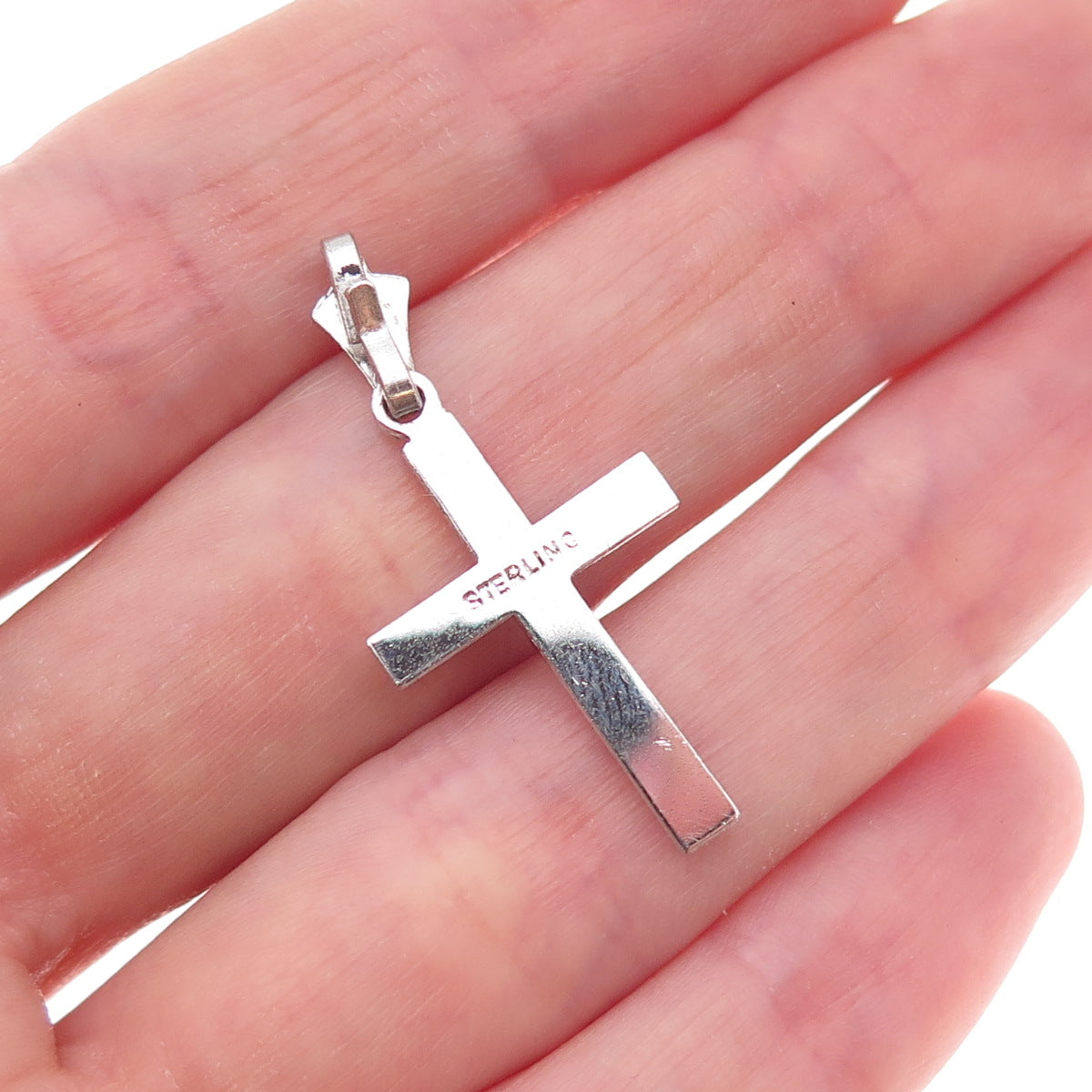 925 Sterling Silver Antique Art Deco Real Marcasite Cross Charm Pendant