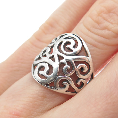 925 Sterling Silver Vintage Swirl Oxidized Ring Size 6