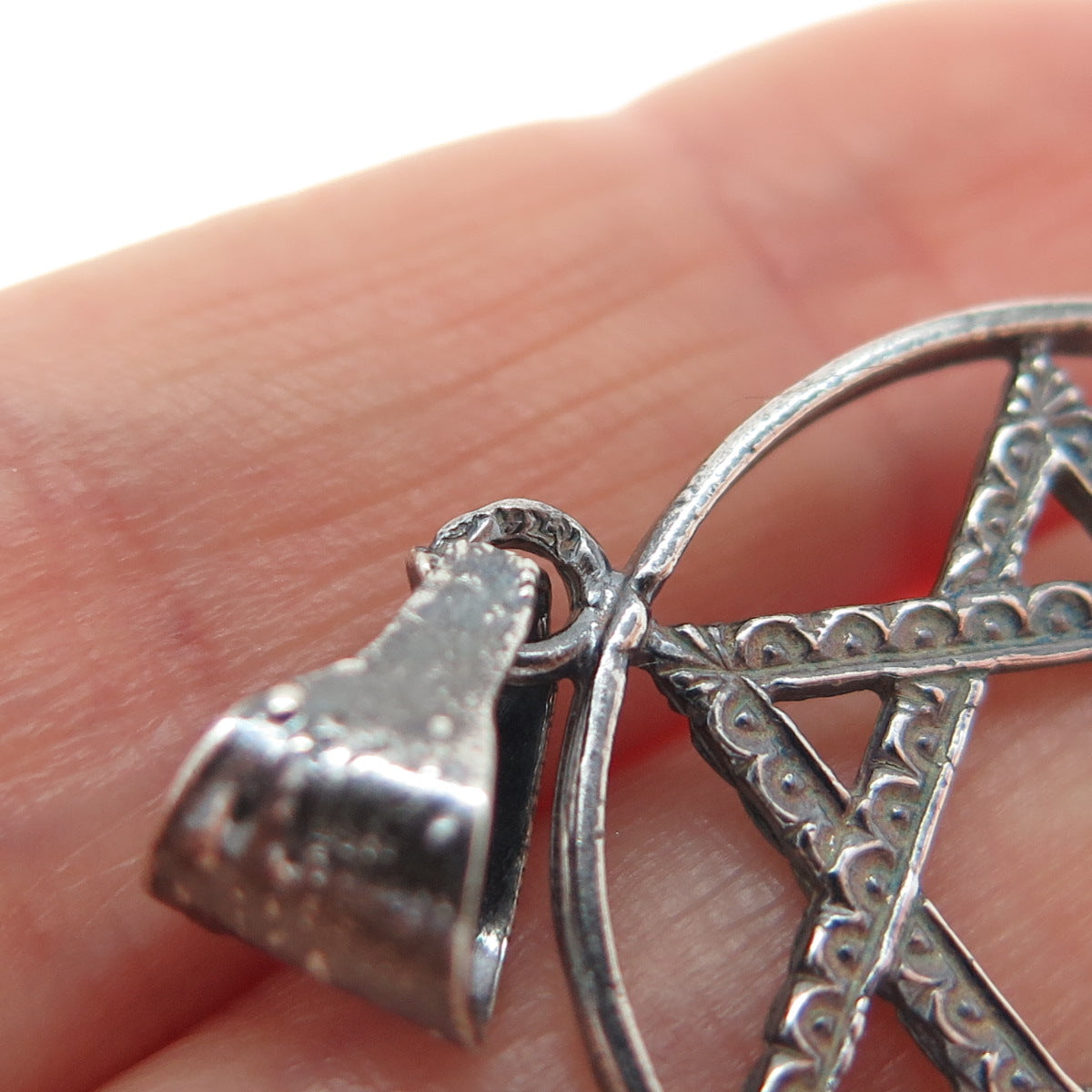925 Sterling Silver Vintage Star of David Oxidized Charm Pendant