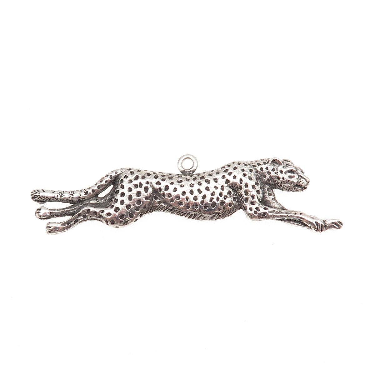 Rebecca Ward 925 Sterling Silver Vintage Running Cheetah Oxidized Charm Pendant