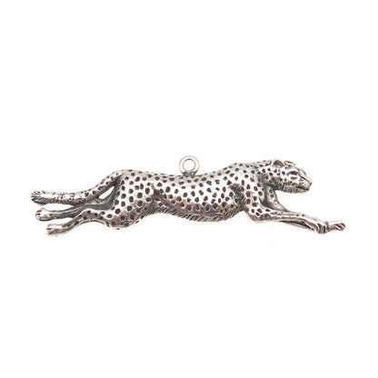 Rebecca Ward 925 Sterling Silver Vintage Running Cheetah Oxidized Charm Pendant