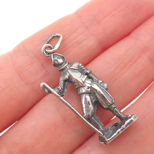 800 Silver Antique Art Deco Vatican City Swiss Guard Oxidized 3D Charm Pendant