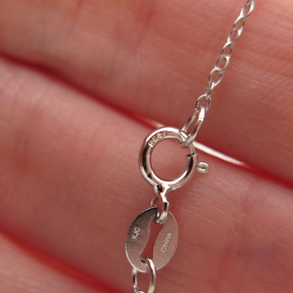 Chuck Clemency 925 Sterling Silver Real Diamond Cable Chain Necklace 18"