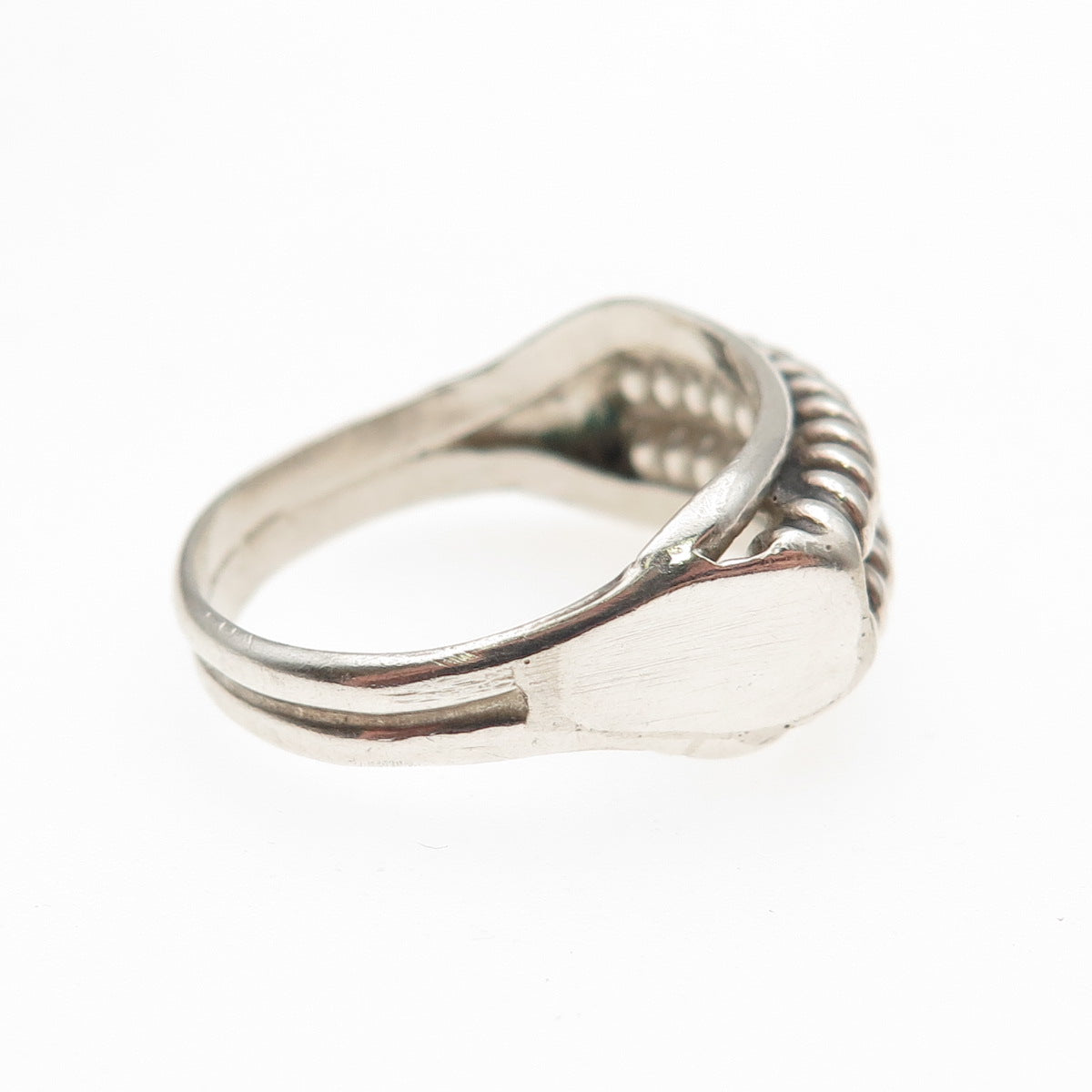 925 Sterling Silver Vintage Modernist Spring Oxidized Ring Size 6.5