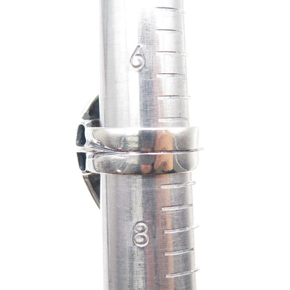 925 Sterling Silver Vintage Real Smoky Quartz Modernist Oxidized Ring Size 7.25