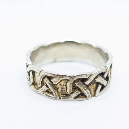 925 Sterling Silver Vintage Celtic Band Ring Size 5.75