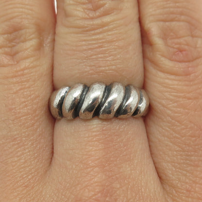 JAMES AVERY 925 Sterling Silver Vintage Ribbed Oxidized Ring Size 7.75