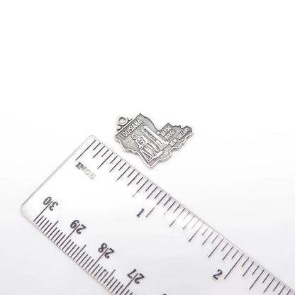 925 Sterling Silver Vintage Maisels Indian Trading Post "Louisiana" Map Pendant