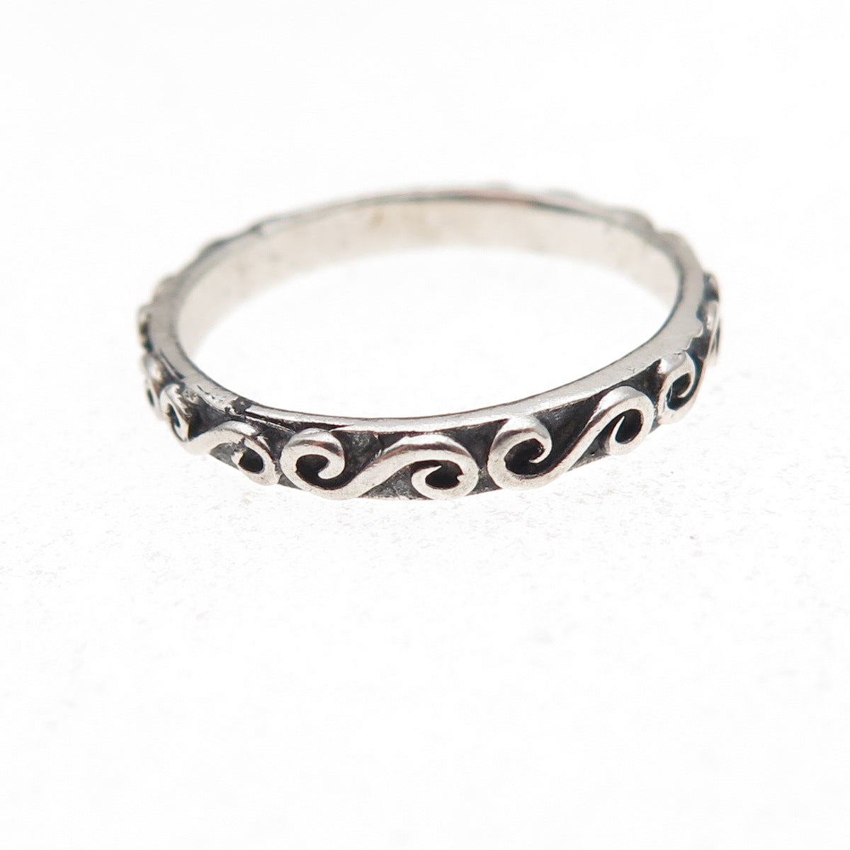 925 Sterling Silver Vintage Spiral Oxidized Band Ring Size 5.5