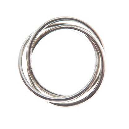 925 Sterling Silver Vintage Mexico Triple Interlocked Band Ring Size 4.75