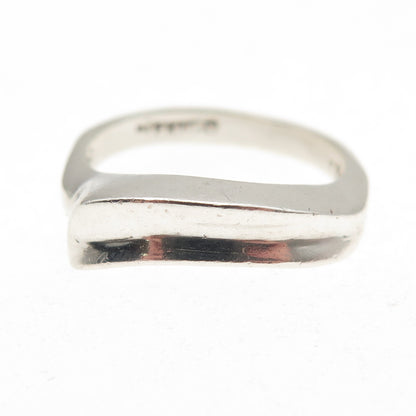 925 Sterling Silver Vintage Mexico Modernist Wavy Ring Size 7