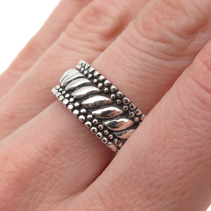 925 Sterling Silver Vintage Modernist Oxidized Band Ring Size 7