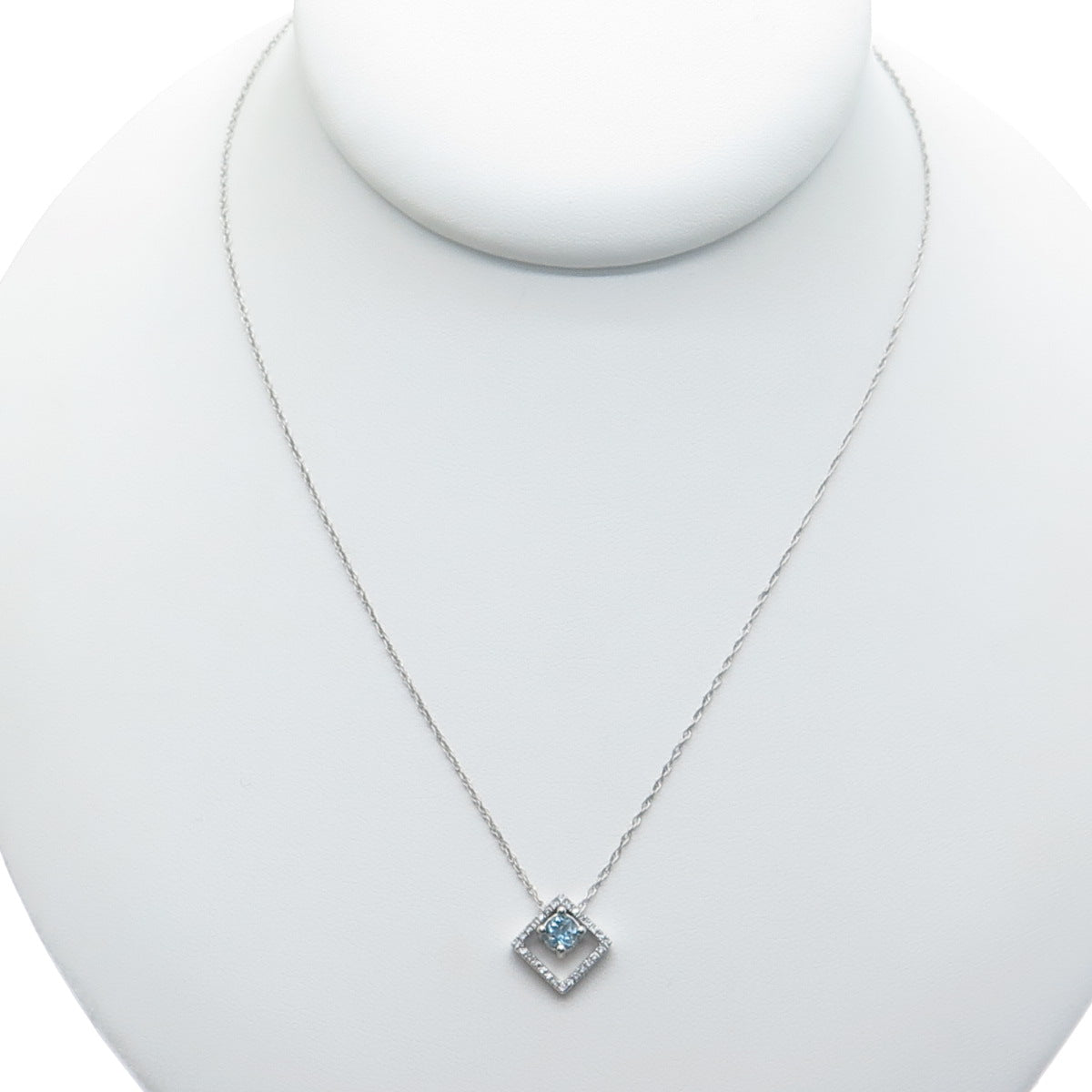 925 Sterling Silver Real Blue Topaz & C Z Singapore Chain Necklace 19"