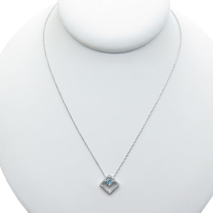 925 Sterling Silver Real Blue Topaz & C Z Singapore Chain Necklace 19"