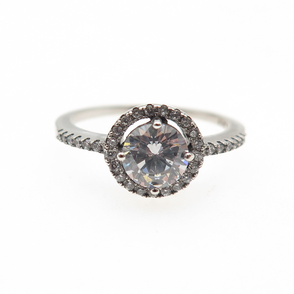 925 Sterling Silver Round-Cut C Z Engagement Ring Size 6.5