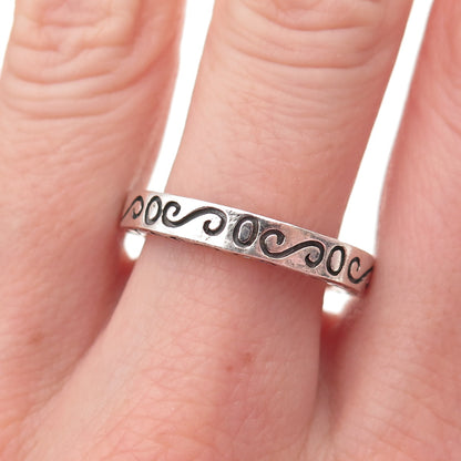 BOMA 925 Sterling Silver Vintage Swirl Stackable Band Ring Size 8.5