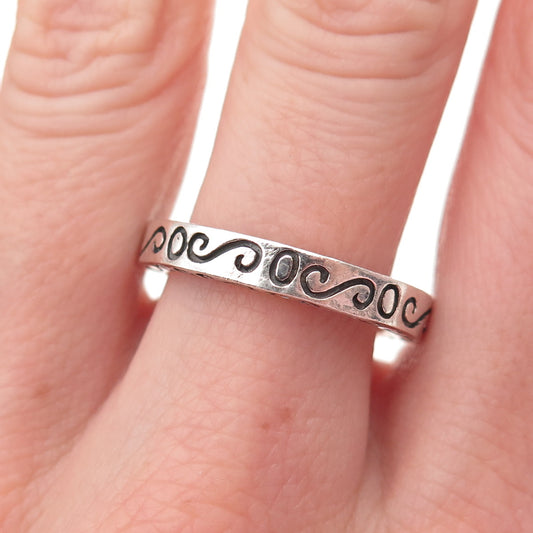 BOMA 925 Sterling Silver Vintage Swirl Stackable Band Ring Size 8.5