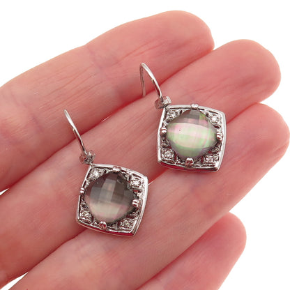 Gabriel & Co. 925 Sterling Silver Real Diamond & Abalone Shell Dangle Earrings