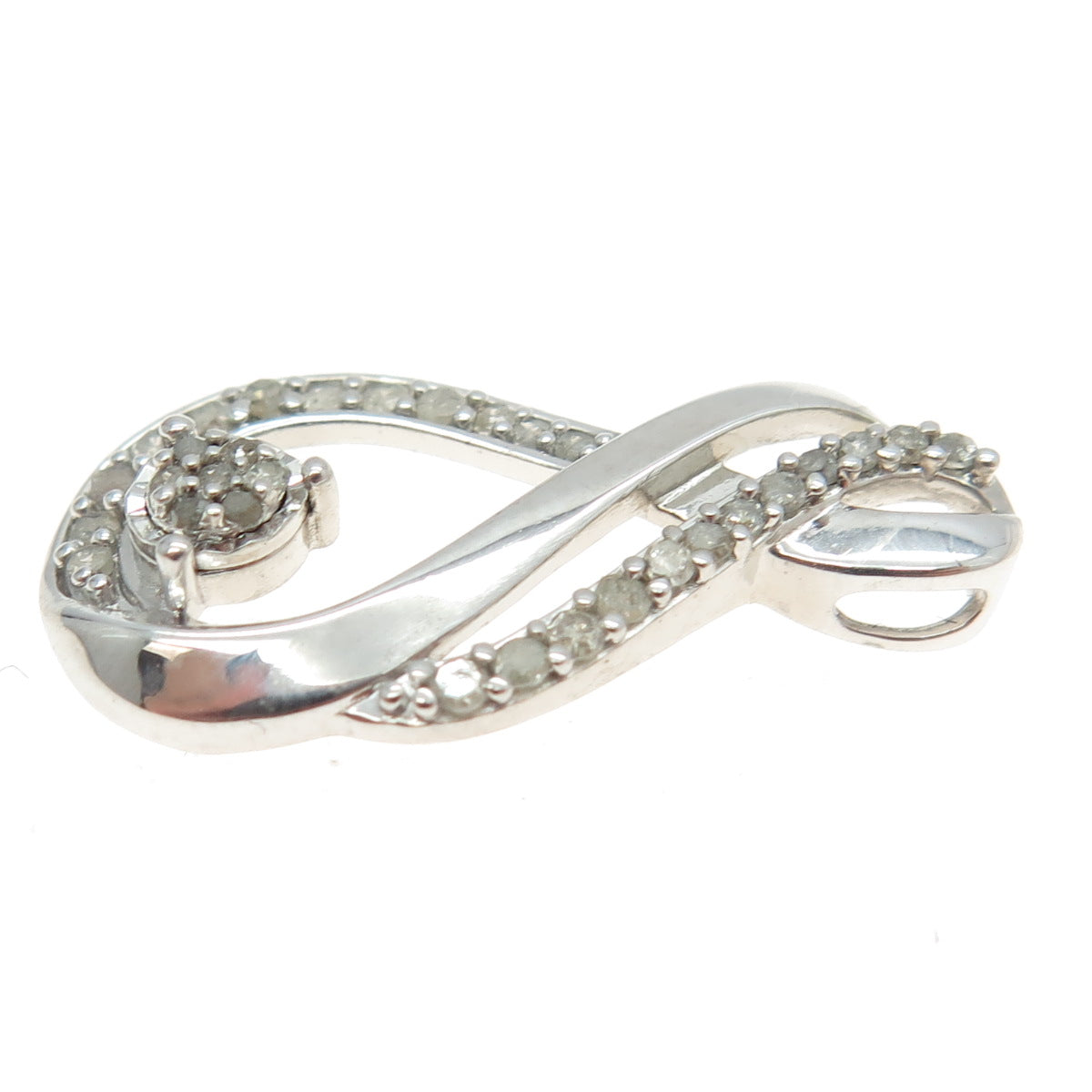 925 Sterling Silver Real Round-Cut Diamond Infinity Slide Pendant