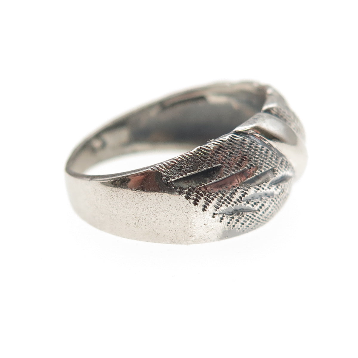 925 Sterling Silver Vintage Italy Modernist Oxidized Ring Size 5.25