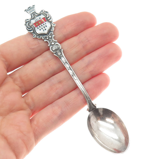 HERMAN 800 Silver Antique Enamel Cologne Germany Coffee Spoon